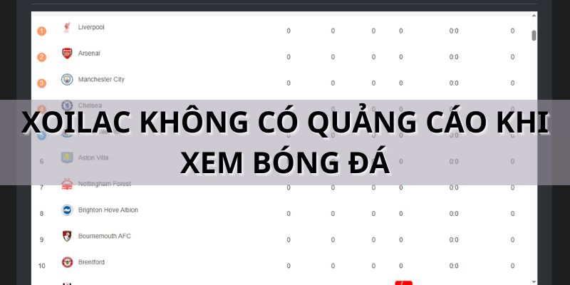 Xoilac TV không quảng cáo khi xem bóng đá